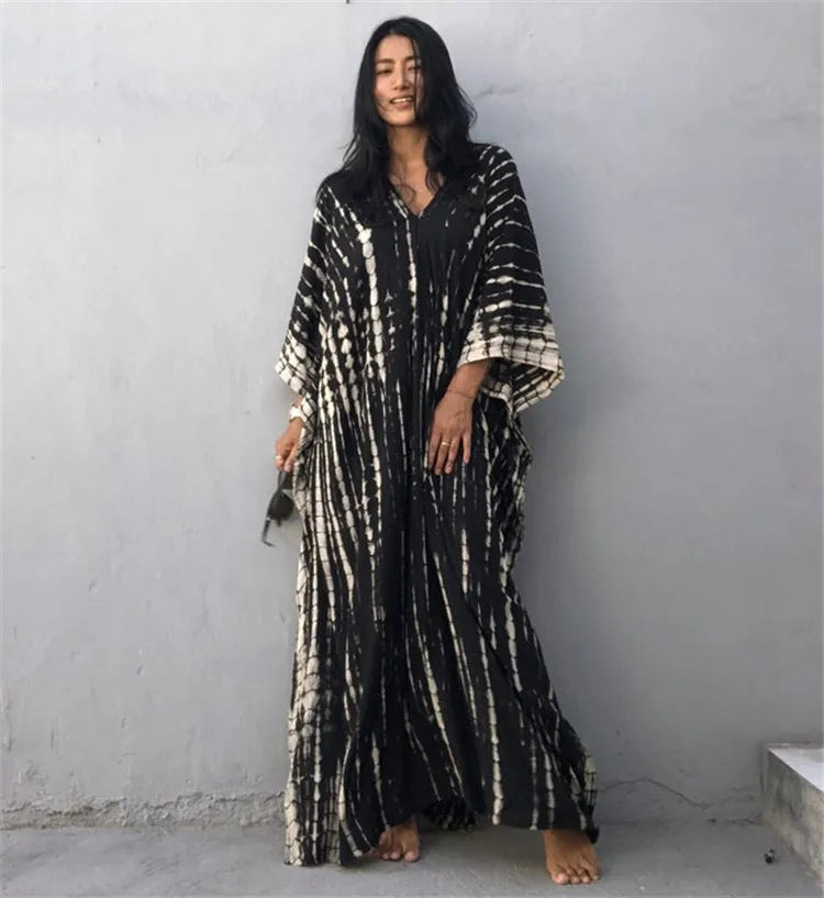 Plus Size Women Beachwear Long Beach Coverups Kaftan Casual Caftan Dress Swimwear cover ups
